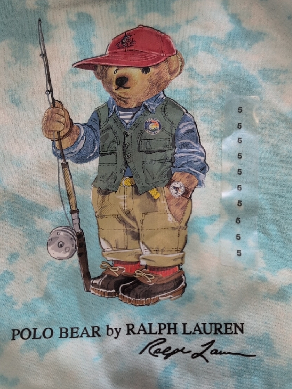Ralph Lauren Kids Polo Bear Hoodie in Light Blue and White Tie-Dye - Picture 5 of 12